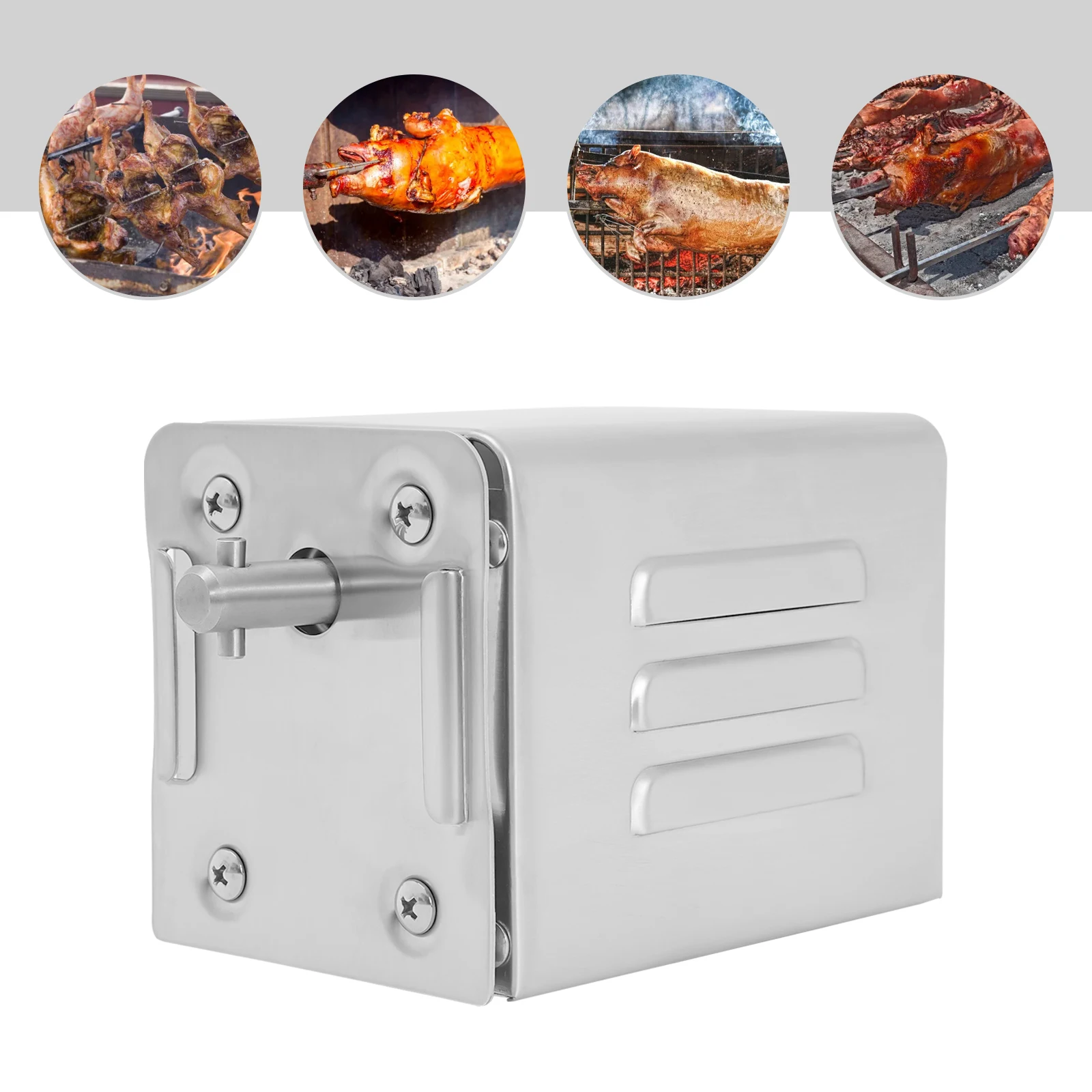 

201 Stainless Steel Roasting Electric Motor,110-120V Silver Rectangle BBQ Motor, 17*9.6*10.1cm for Family Barbecues