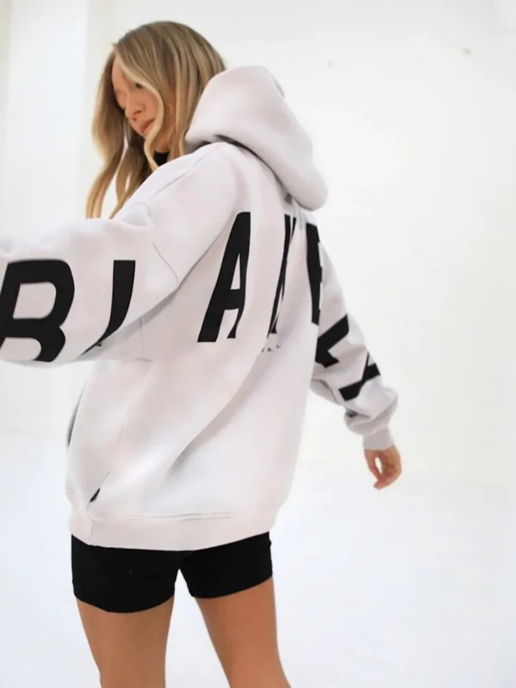 2024 New Europe And America Fashion Letter Printing Long-Sleeved Loose Sweatshirt Autumn Hoodie Tops Pullover Women'S Clothing