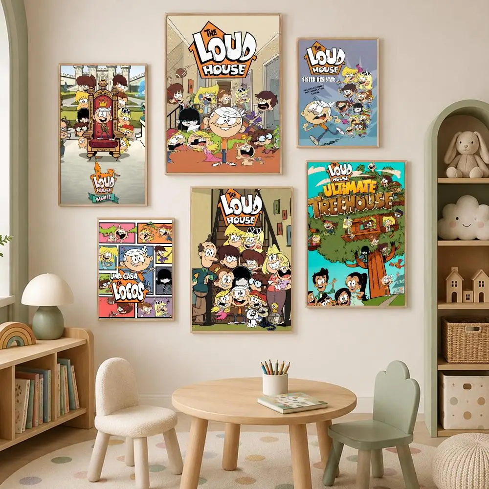 Cartoon T-The Loud House Poster Self-Stick HD PP paper Wall Art Poster, Waterproof Decor for Bedroom, Living Room and Home