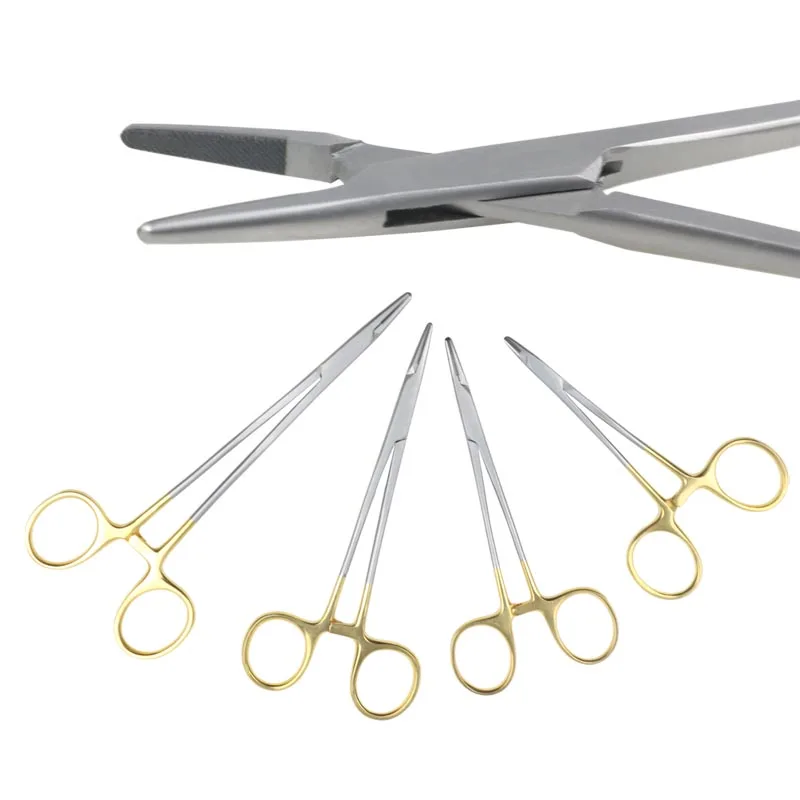 

11cm-16cm Needle Holding Forceps Needle Holder Inset Type Gold Handle Needle Holders Stainless Steel
