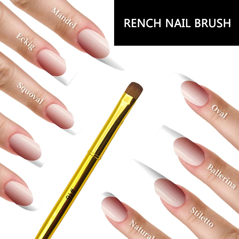แปรงเพ้นท์เล็บอะคริลิค Kolinsky สำหรับงานศิลปะเล็บแบบฝรั่งเศส วาดลาย เพ้นท์เจล ประดับเพชร ด้ามจับโลหะสีทอง
