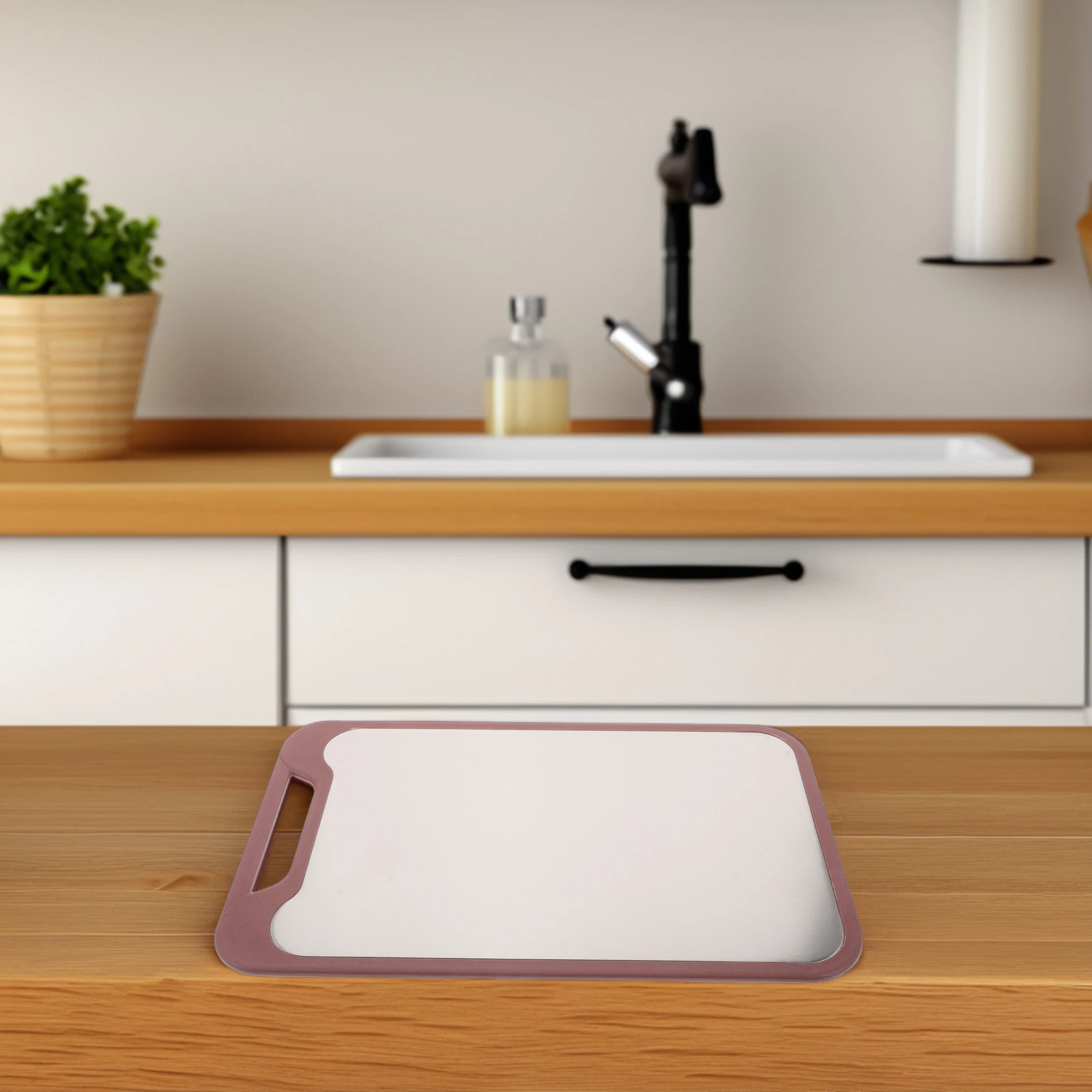 

Dual-Sided Stainless Steel Plastic Cutting Board Heavy Duty Non-Slip Chopping Block For Meat Vegetables Kitchen Use Dishwasher