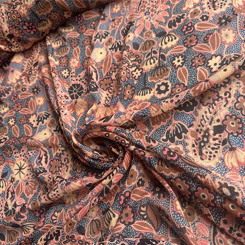 

1 метр, 100% шелк шелковицы, 13 мама, тонкая шелковая ткань из жоржета, нация, солнце, цветочный принт, ширина 130 см, 51 дюйм, по дворам, JJ642