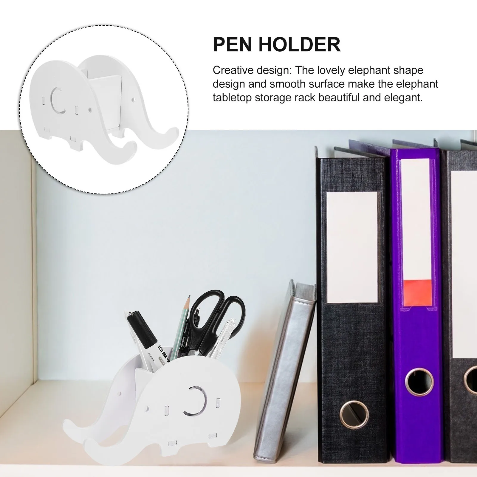 

2Pcs Elephant Pen Holder Creative Design with Phone Storage and DIY Pattern Premium Plastic Desktop Organizer for Home Office
