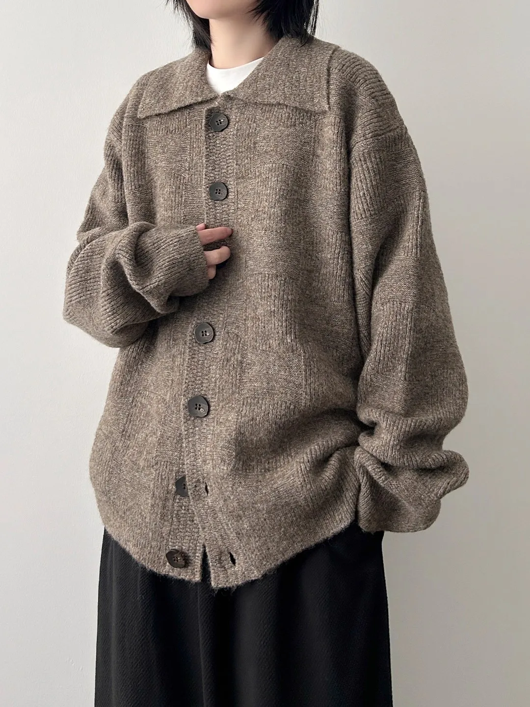 

Осенне-зимний новый мягкий уютный вязаный кардиган свободного кроя на пуговицах, повседневный нейтральный свитер-жакет для пар