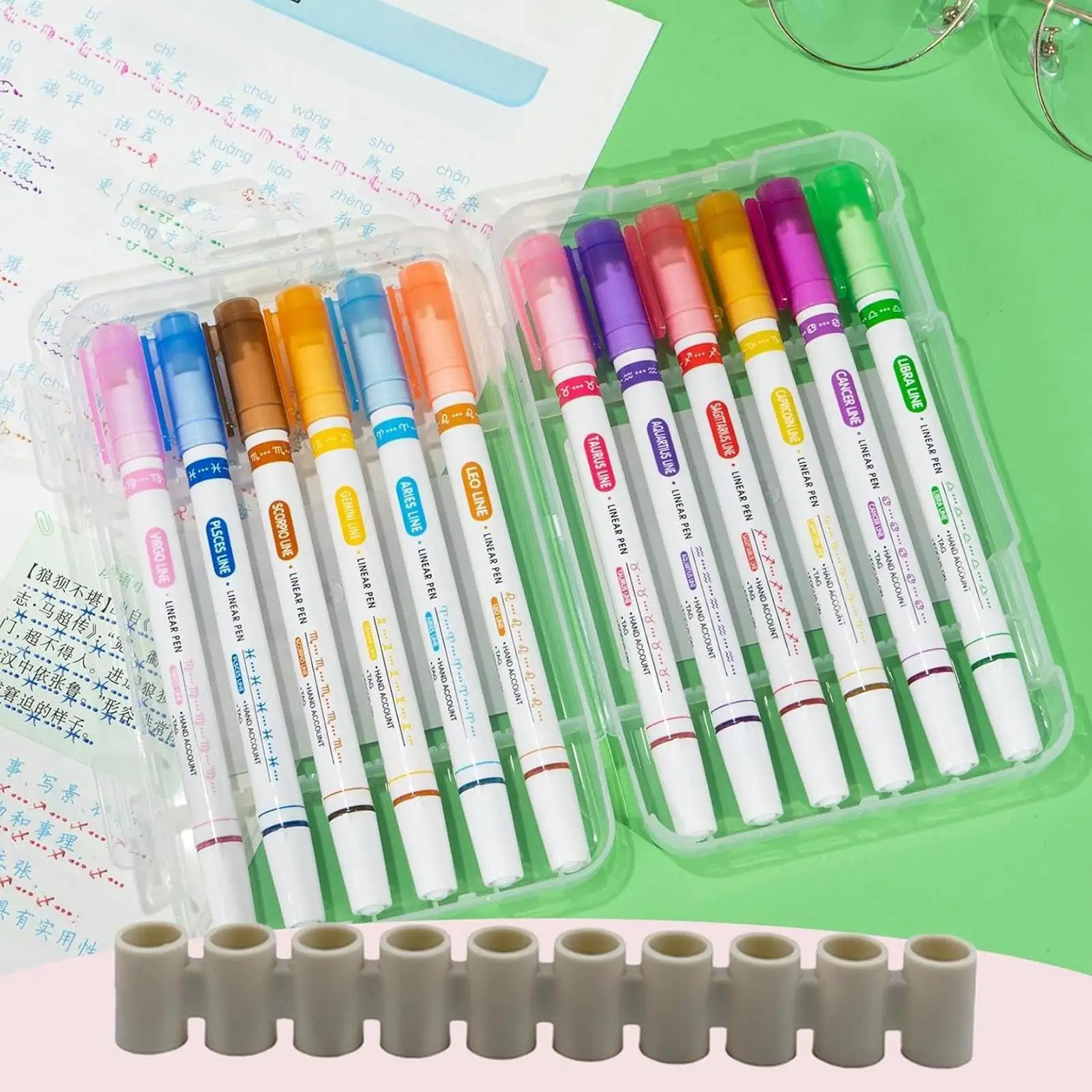 Marker Holder 10-Slot Silicone Flexible Broad Tip Portable Storage Broad Tip Colored Markers Organizer For Home School Classroom