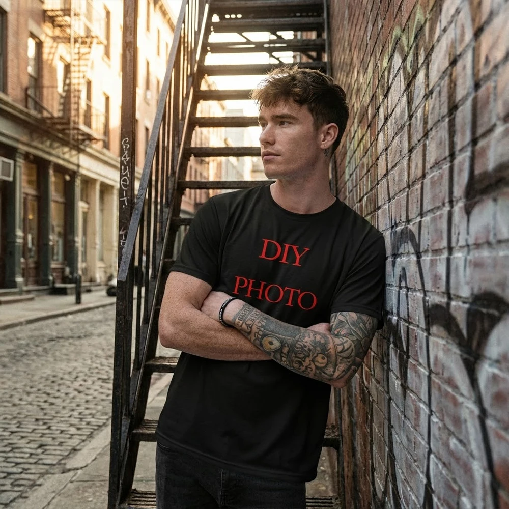 

DIY Photo Logo Print T-Shirt Outdoor Breathable Quick-Drying Short-Sleeve T-Shirt Personalized Valentine's Day Gift for Couples