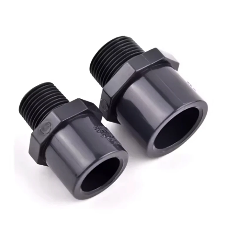 UPVC Male Thread Straight Connector 1/2 3/4 1 2 Inch Quick Fit for Garden Irrigation Aquarium Water Tank Pipe Fitting