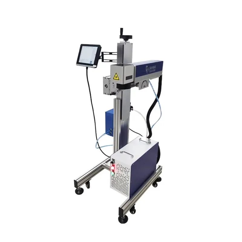 Two Lines Flying Fiber Laser Printer Marking Machine for HDPE PVC Water Pipes Wires and Cables