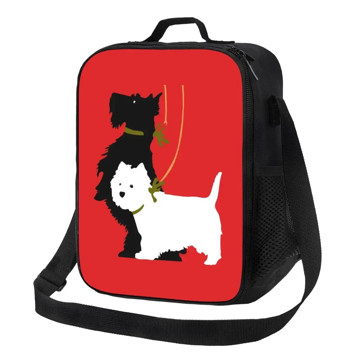 

West Highland White Terrier And Scottie Thermal Insulated Lunch Bag Scottish Terrier Dog Portable Lunch for Outdoor Picnic