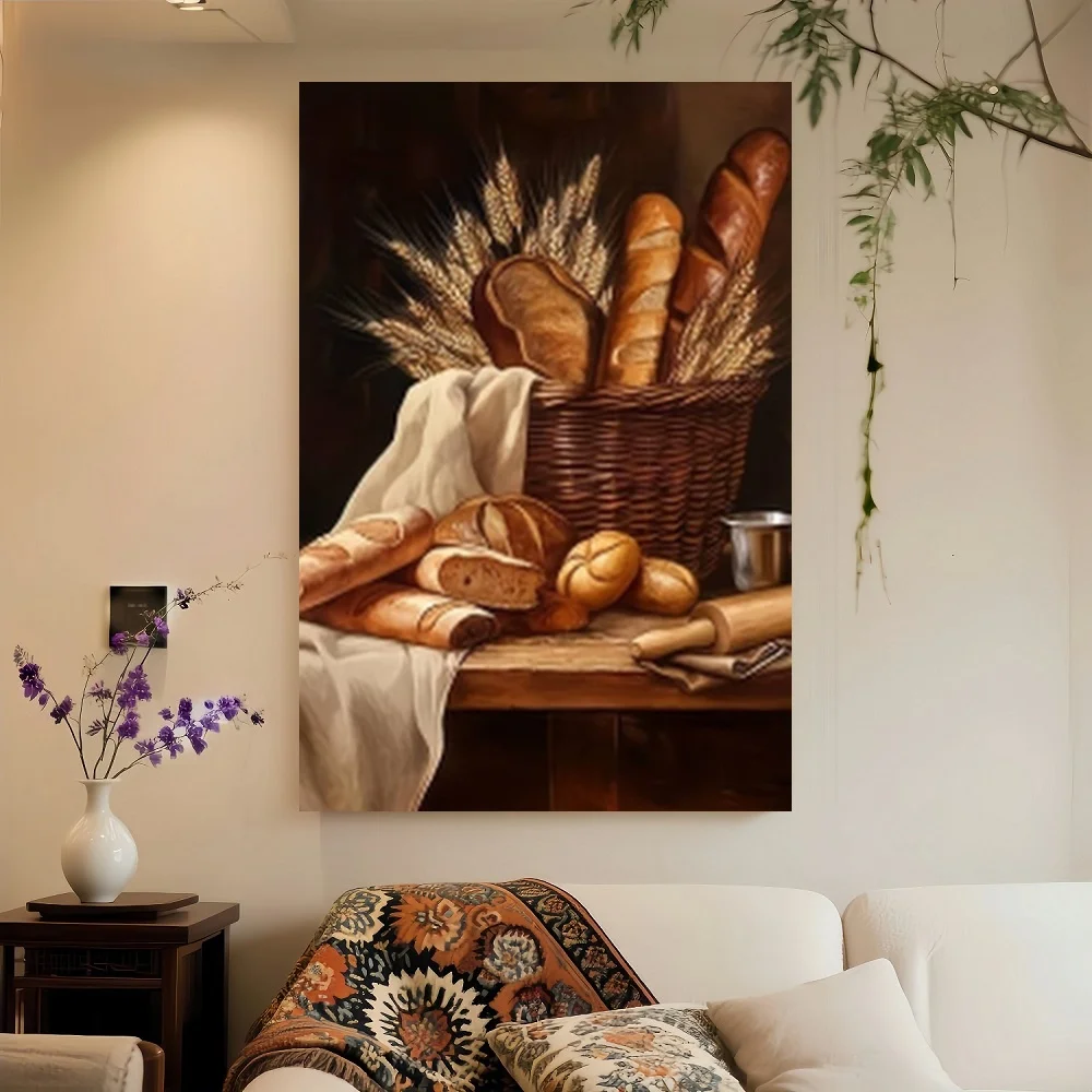 Framed 2D Flat, S 2D/Flat Print Framed Canvas And Poster, Ready To Hanging, Kitchen Food Country Bread, Home Decor, Wall Art, Ro view 3