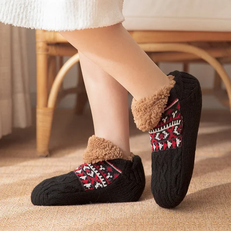 Fuzzy Sleeping Socks Women Fluffy Slouch Winter Warm Plush Non Slip Grip Thick Soft Female Floor Comfy Slippers Sock Men male