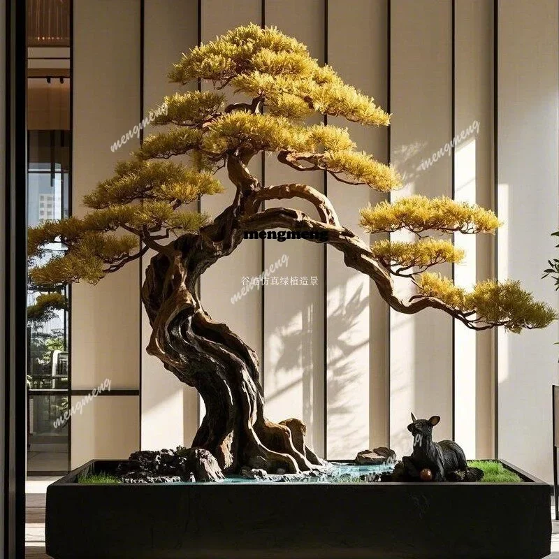 Simulation Luo Hansong fake tree pink green plant landscaping commercial welcome pine hotel lobby decoration ornament