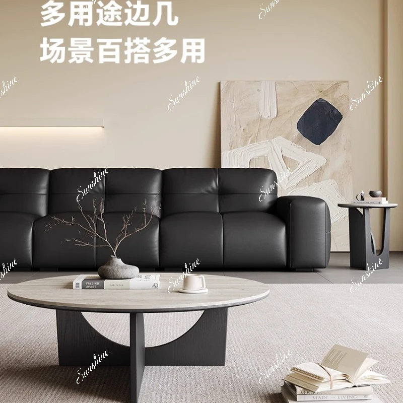 

Hotel villa household simple travertine rock slab round coffee table