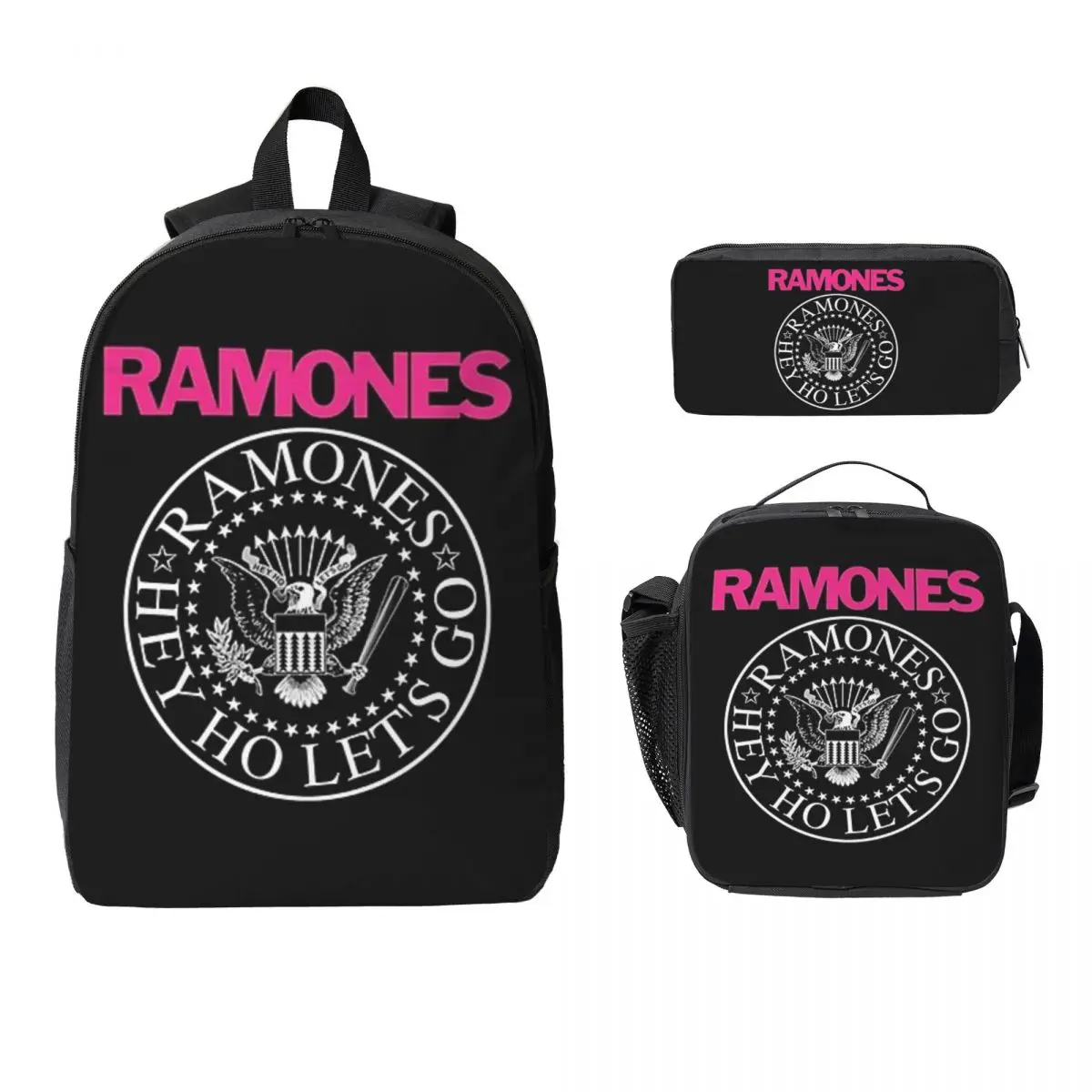 

The Ramone Merch (1) Рюкзак Студенческий Сумка для книг для мальчиков и девочек Школьная сумка Компьютерные сумки на плечо 3 шт. Изолированная сумка для обеда Пенал