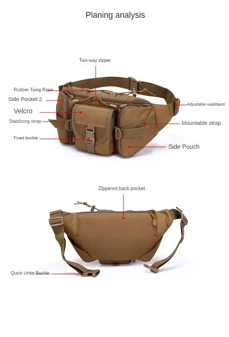 Taktische Gürteltasche für Herren, Nylon-Hüfttasche – Outdoor-Sport, Radfahren, Reisen, Wandern, Camping, Hüfttasche, kleine Gürteltasche – Detail 2
