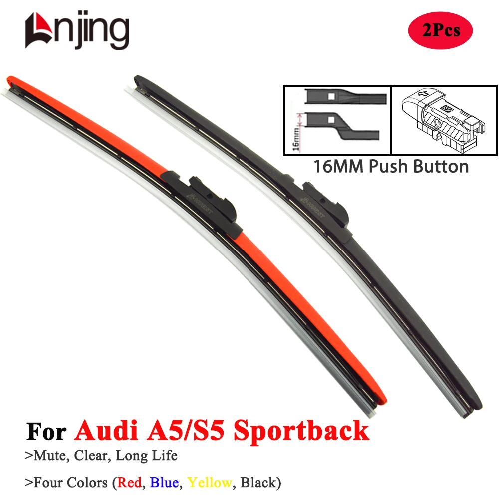 LNJING Colorful Wiper Blades For Audi A5 S5 Sportback S Line B8 8TA F5A 2009 2010 2015 2017 2019 2022 2023 2024 Car Accessories