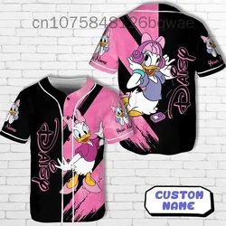 New Custom Name Disney Daisy Duck Baseball Jersey Men Women Short Sleeve Jersey Disney Casual Sports Baseball Shirt