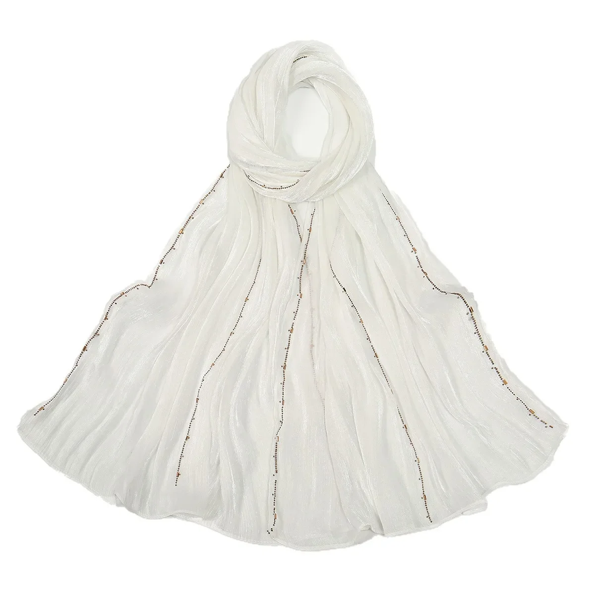 

2025 блестящий длинный шарф-цепочка, шали, женский мусульманский хиджаб, платок, шарфы, повязка на голову, Bufanda, платок, исламский тюрбан, Mujer