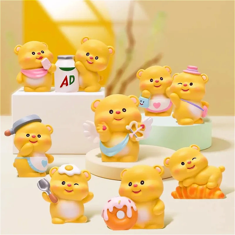 Butter Puff Bear Blind Box Toys Action Figure Kawaii Cartoon Bear Model Doll Surprise Gift Desk Ornament Collection ToyGuess Bag