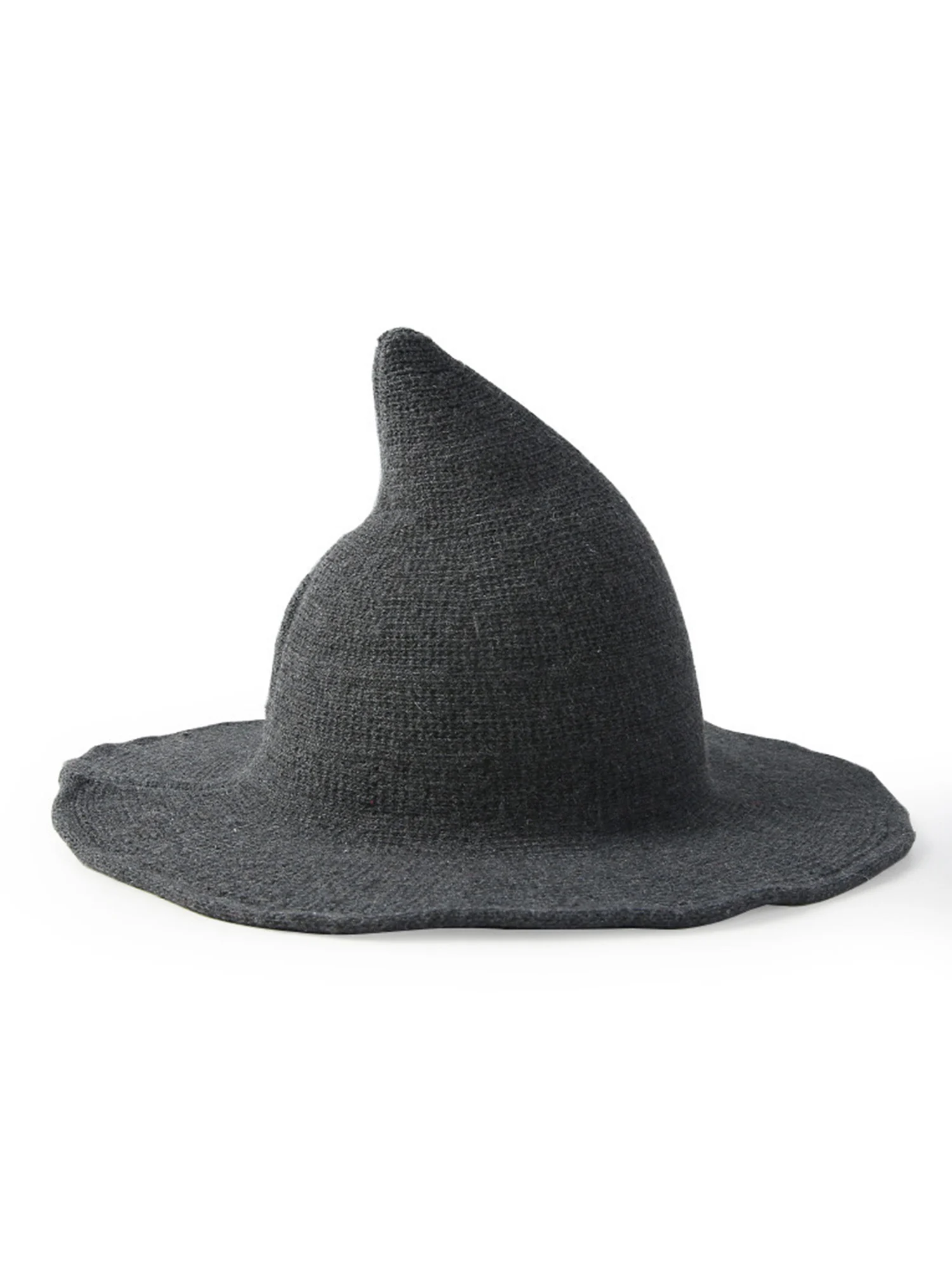 YILEEGOO Halloween Wizard Hat for Adult Kids Spire Big Brim Knitted Wool Witch Hat Funny Party Cosplay Peaked Cap