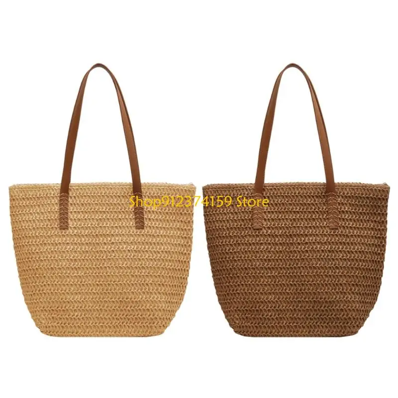 

G5AE Friendly Large Capacity Straw Shoulder Bag for Daily Commute Casual Work Essential