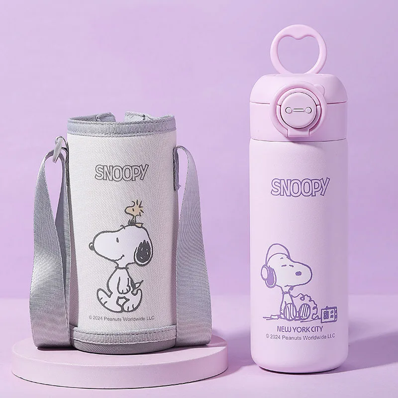 MINISO Snoopy Children Straw Insulated Cup 316 Food Grade Stainless Steel Portable Cup for Student School Use