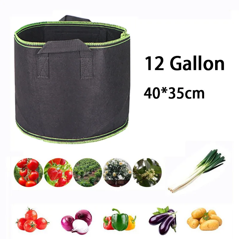 

12 Gallon Plant Grow Bag Large Capacity Flower Pot Vegetable Gardening Reusable Fabric Plant Growing Bags Garden Tools Supplies