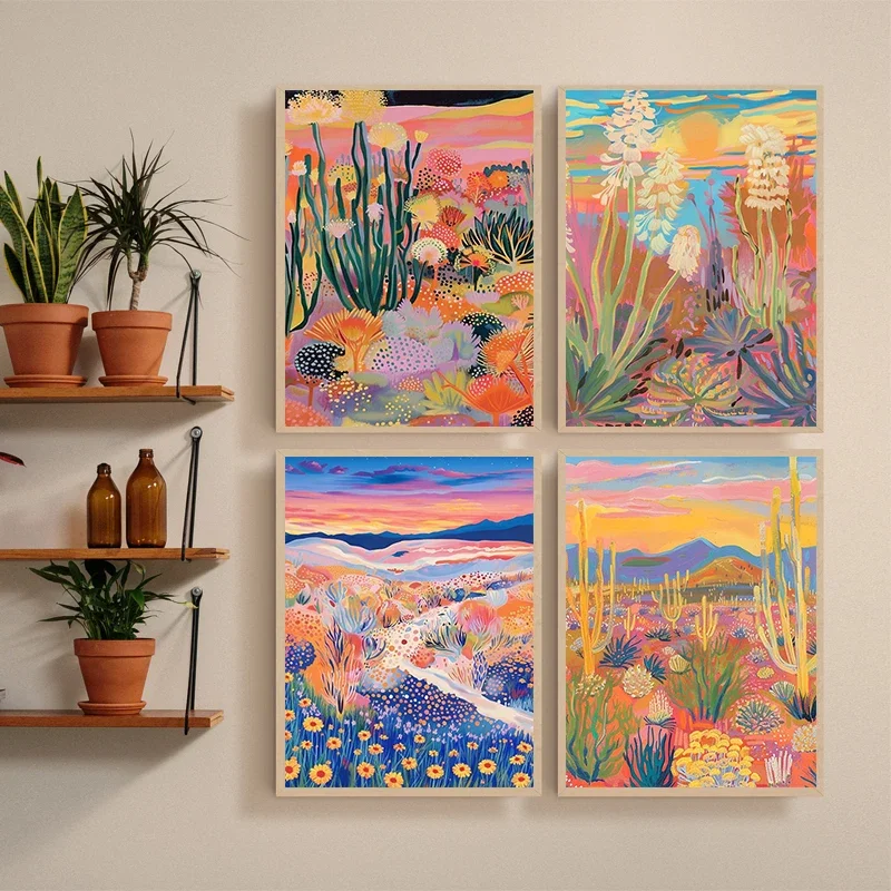 الملونة والجميلة المشهد الفن الملصقات جماليات قماش الفن الديكور العصرية المفروشات المنزلية ديكور قماش الطباعة #1