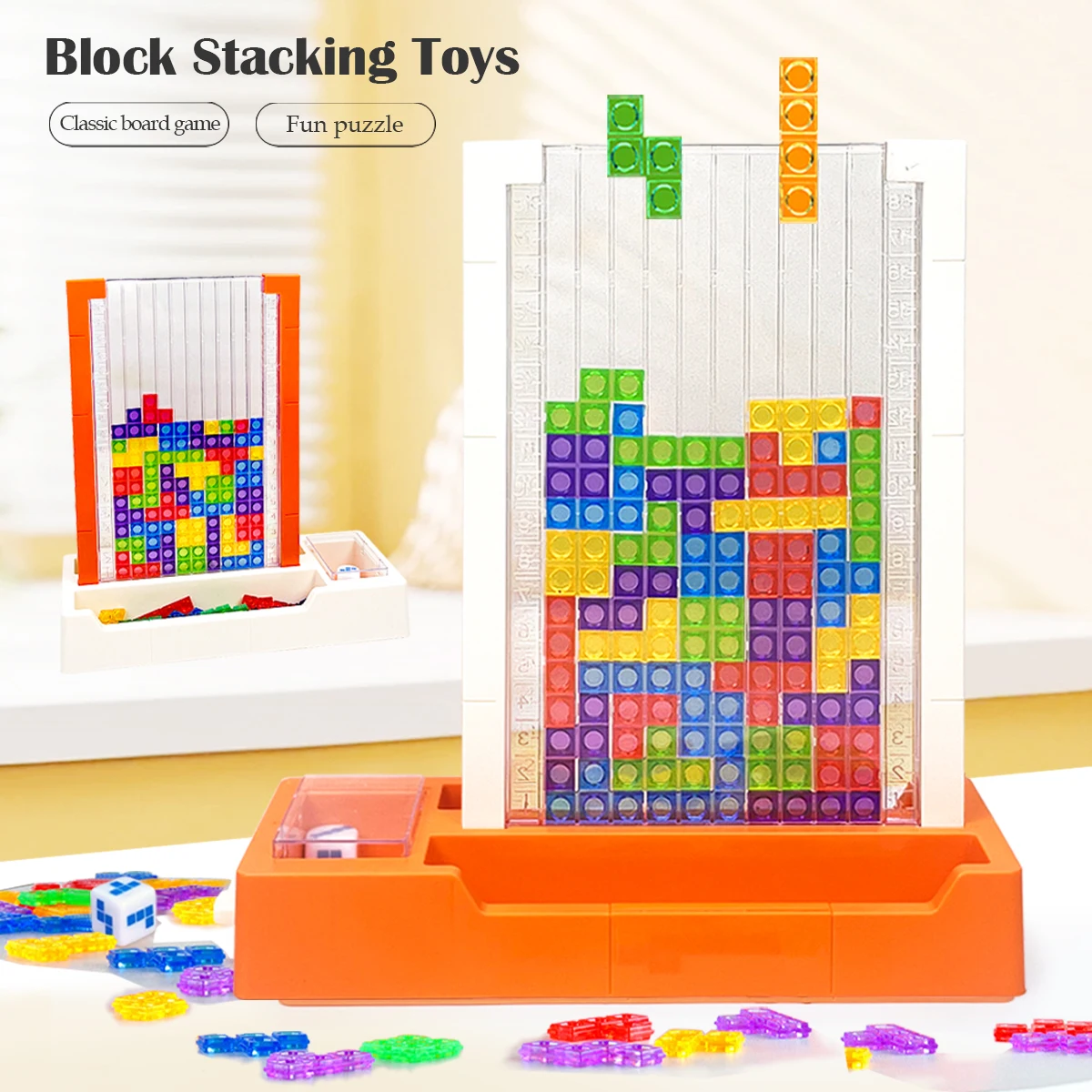 3D Blocks Puzzle Toys, DIY Intelligent Colorful Plastic Blocks Game Transparent Brain Teaser Toy for 8+ Boys and Girls