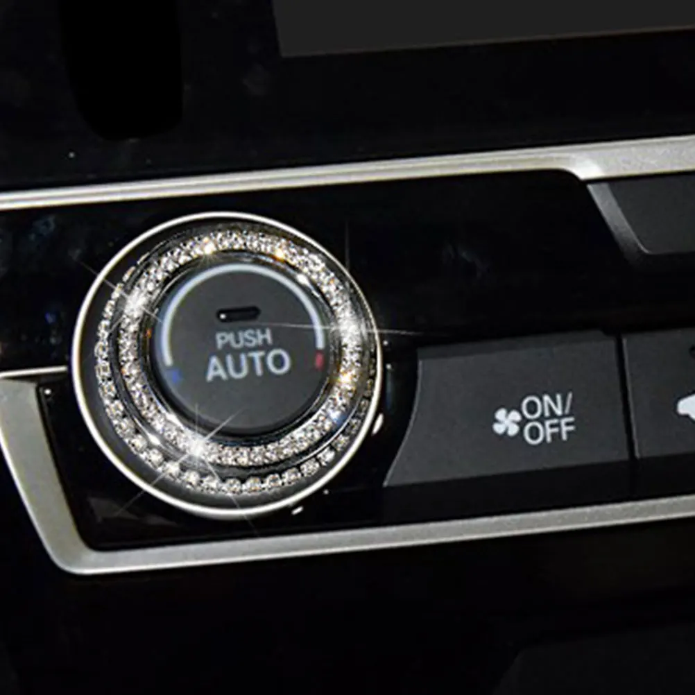 

2Pcs Engine Start Stop Button Cover Crystal Rhinestone Car Accessories Push Start Decoration Compatible Models