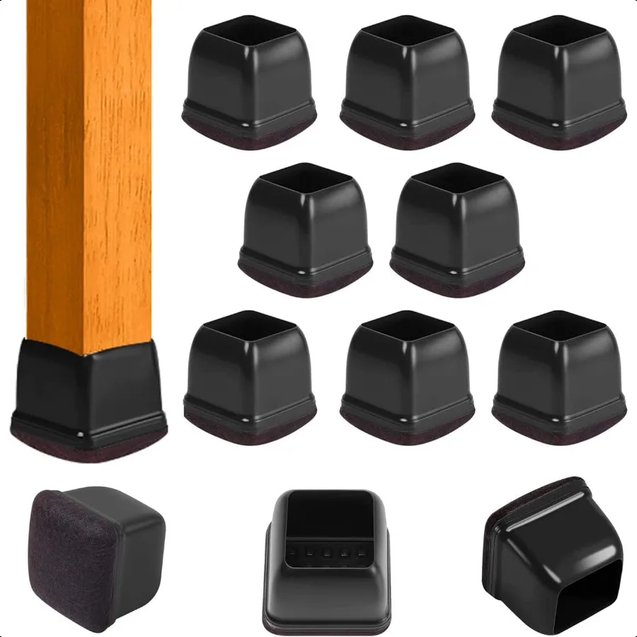 

Black Silicone Chair Leg Floor Protectors Extra Large Chair Leg Caps with Wrapped Felt Silicon Furniture Leg Feet Cup Protect H