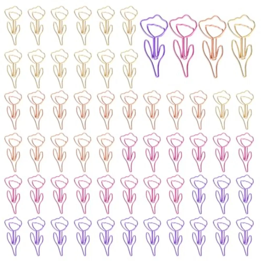 

60Pcs Cute Flower Shaped Paper Clips Cute Paper Clip Floral Shape Papers Clips Funny Cutes Paperclips Bookmarks for Office Supp