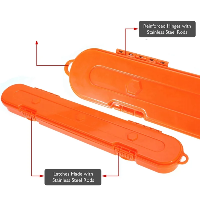 ABJT Estojo de armazenamento de corrente de motosserra, caixa organizadora de corrente de motosserra para motosserra de 10 polegadas 16 polegadas 18 polegadas 20 polegadas (laranja)