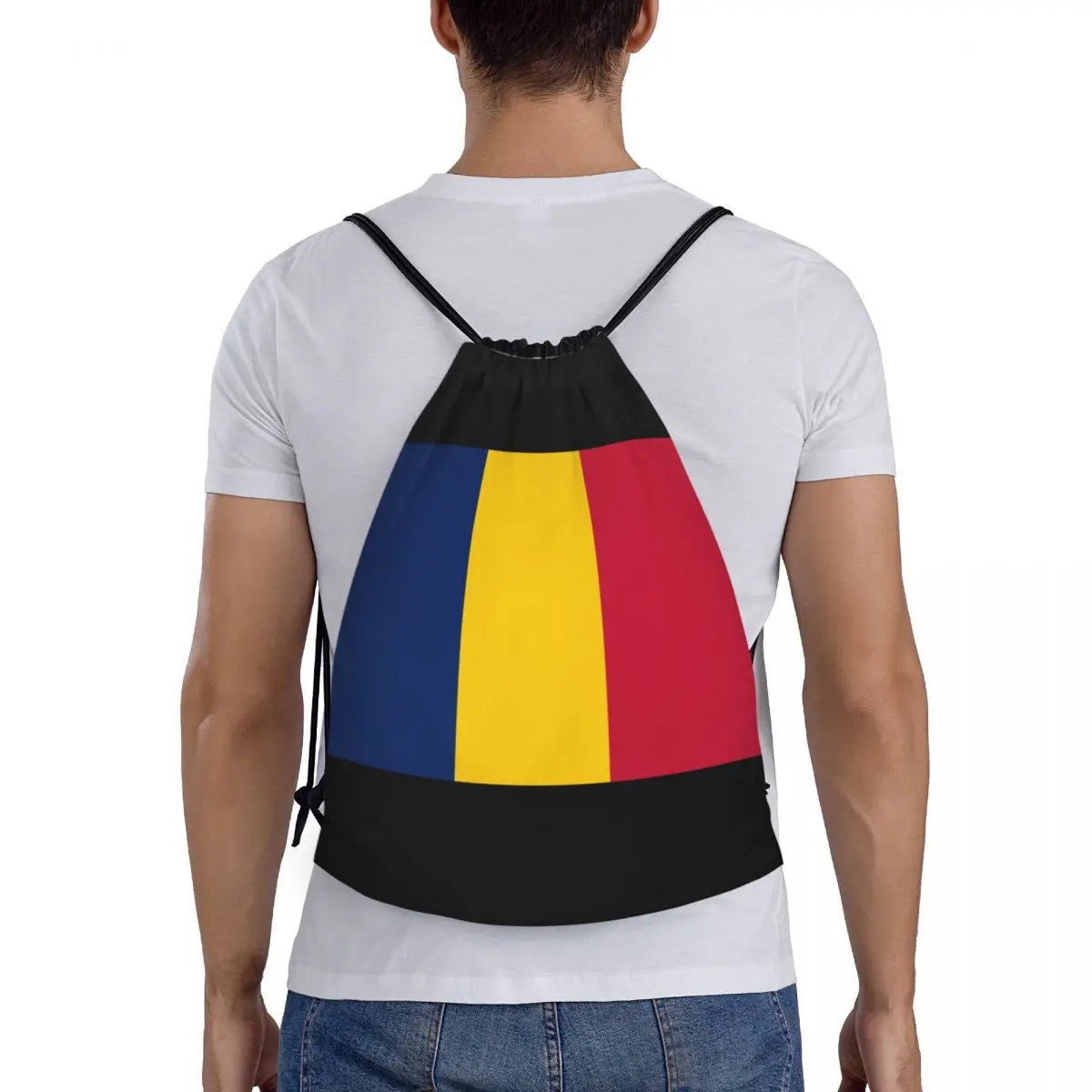 Flag Of Romania Multi-function Portable Drawstring Bags Sports Bag Book Bag For Travelling