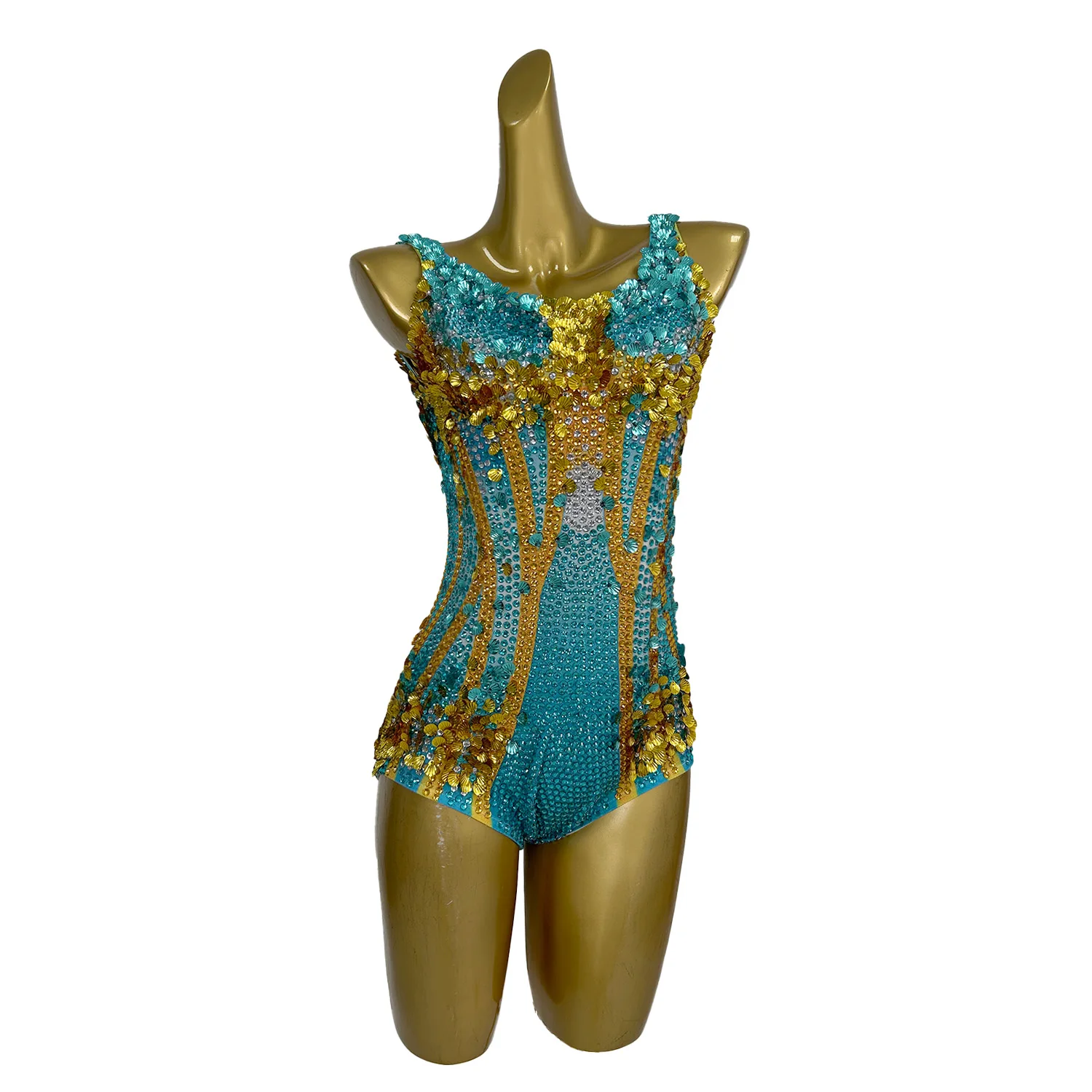 Jinmeimei Fashion Women Camisole Jumpsuit Shiny Multicolor Sequins Ballroom Dress Celebrity Bar Stage Performance Costume