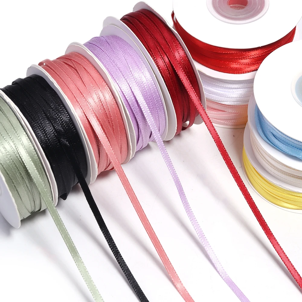 45Yards/Roll 3mm Polyester Satin Ribbons for Crafts Wedding Decorations DIY Grosgrain Webbing Bow Gifts Card Wrapping Supplies