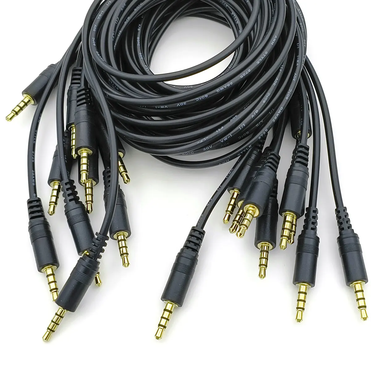 10pcs gold plated high-quality 100cm cable 3.5mm 4 Pole 1/8 male mini plug TO 3.5mm 4 Pole Male audio connector