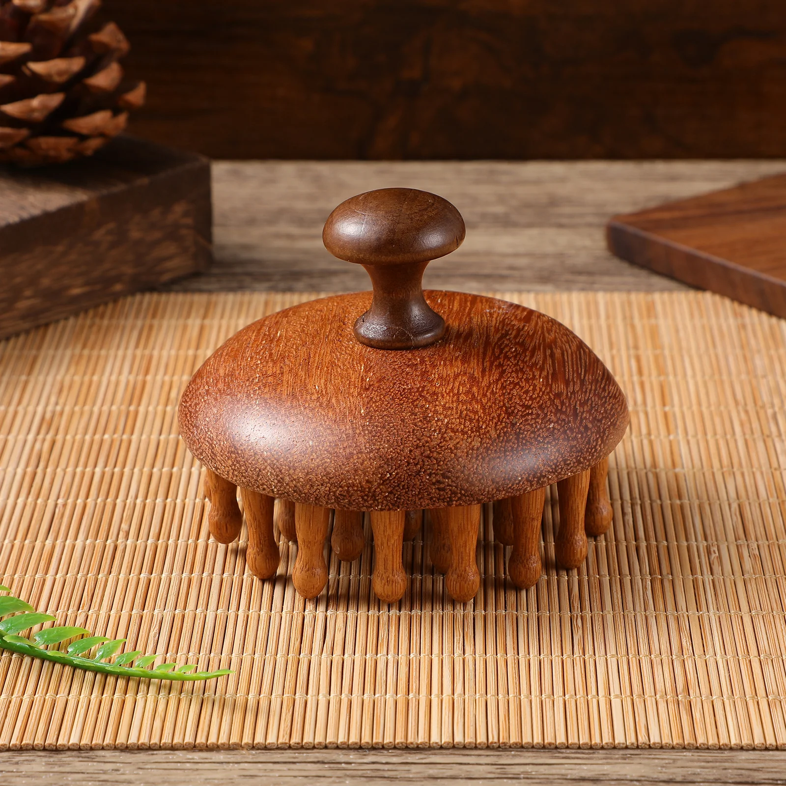 

Wooden Scalp Massager Comb Natural Sandalwood Round Tip Bristles Detangle Hair Stimulate Scalp for Dandruff Itch Relief Head