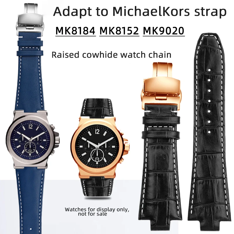 For Michael Kors Leather Strap MK8184 8729 8152 8295 strap plain watchband business men's leather strap accessory bracelet 13mm