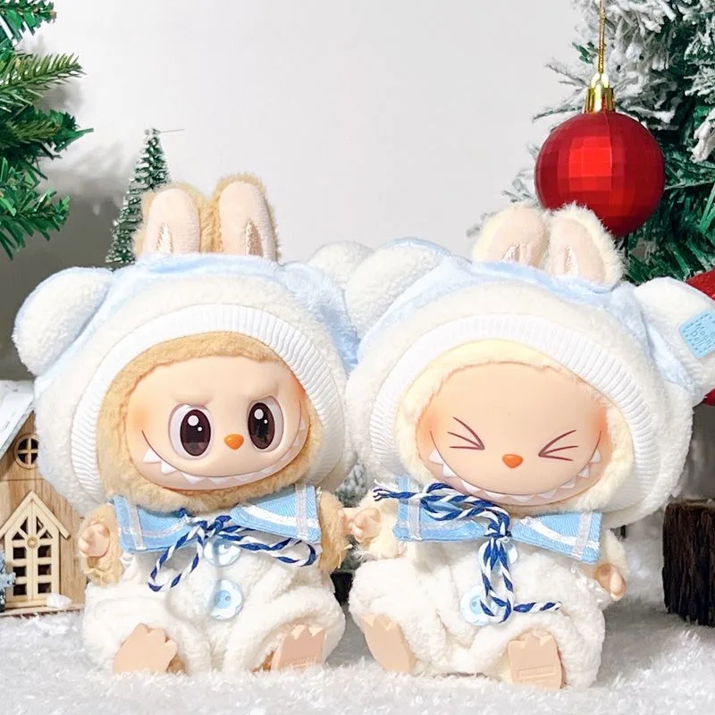 17cm Mini Plush Doll'S Clothes Navy Uniform Jumpsuit Outfit Accessories For Korea Kpop Exo Labubu II 10cm Cotton Idol Dolls