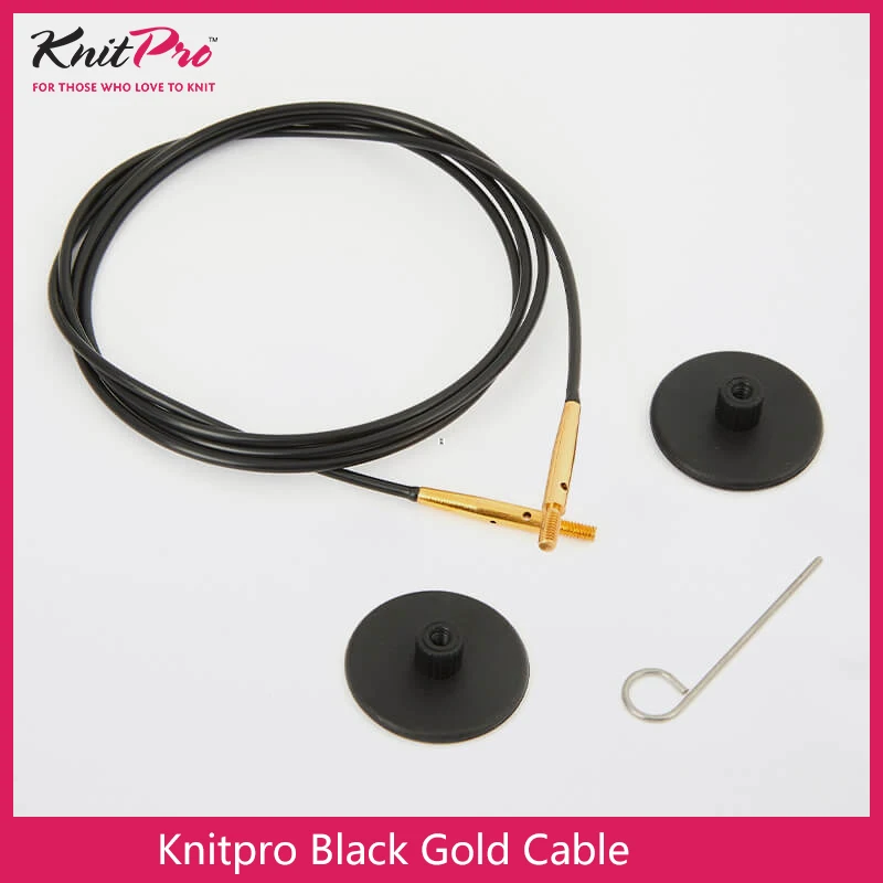 KnitPro Interchangeable Knitting Needle Cable Black Gold