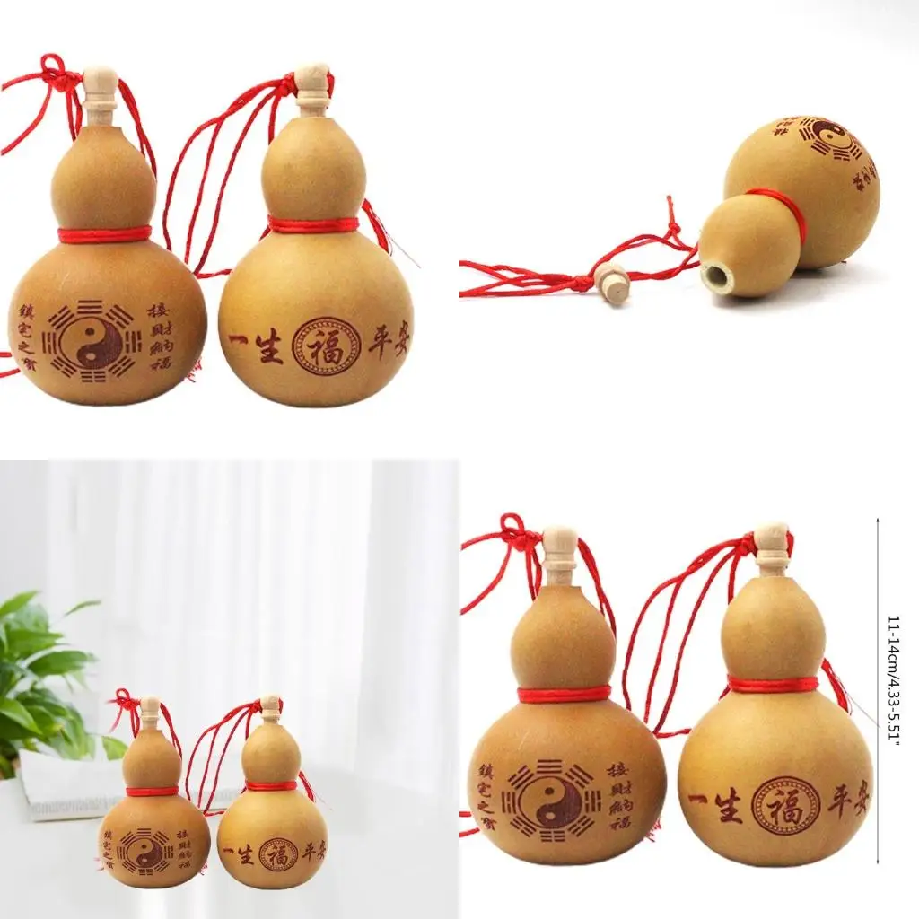 Mini Wine Gourd Crafts Natural Art Collection Ornament Chinese Traditional Carving for Chinese New Year Hanging Toy Photography