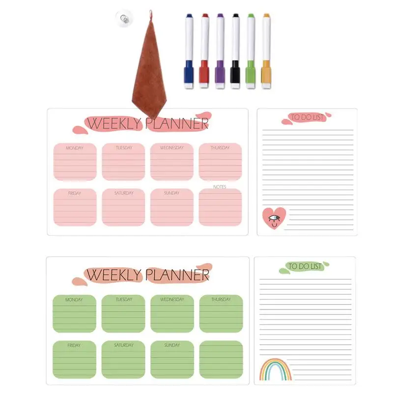 Blocco note con magnete per frigorifero impermeabile per fare la lista Planner bacheca con 6 penne magnetiche per elenchi di generi alimentari elenchi di cose da fare