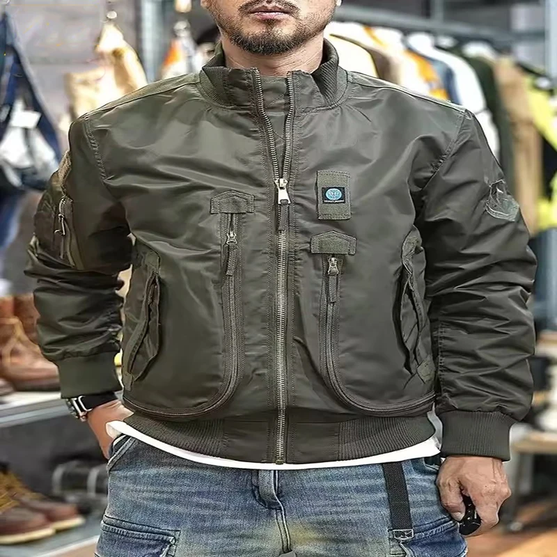 

Новинка 2025, мужская уличная водонепроницаемая бейсбольная куртка с несколькими карманами, осенняя классическая функциональная износостойкая рабочая куртка