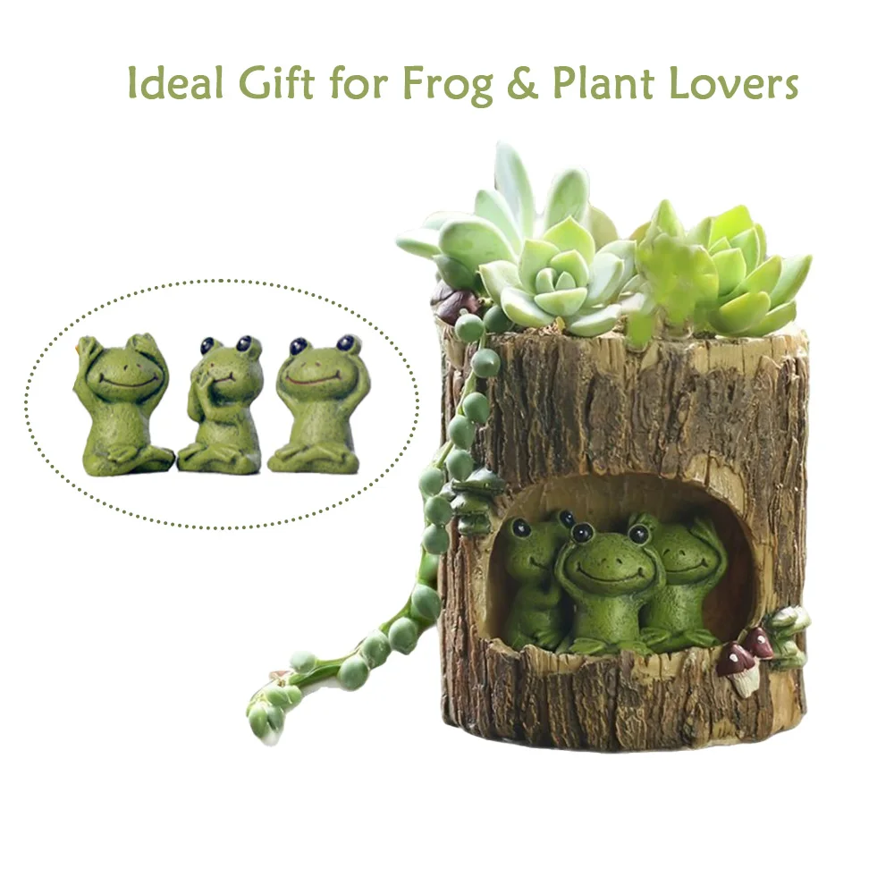 

Handmade Resin Frog Flowerpot Succulent Planter- Creative Mini Flower Pot - Green Plant Pot for Office & Home Decor
