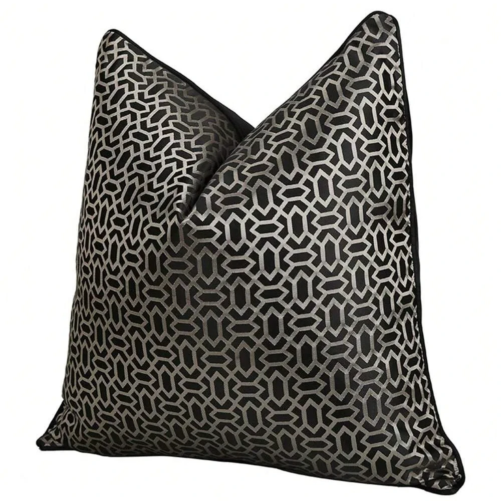 Luxury Jacquard Cushion Cover Geometric Design 45x45 50x50 30x50 Decorative Pillowcase Room Decor Throw Pillow Cover Black Gold