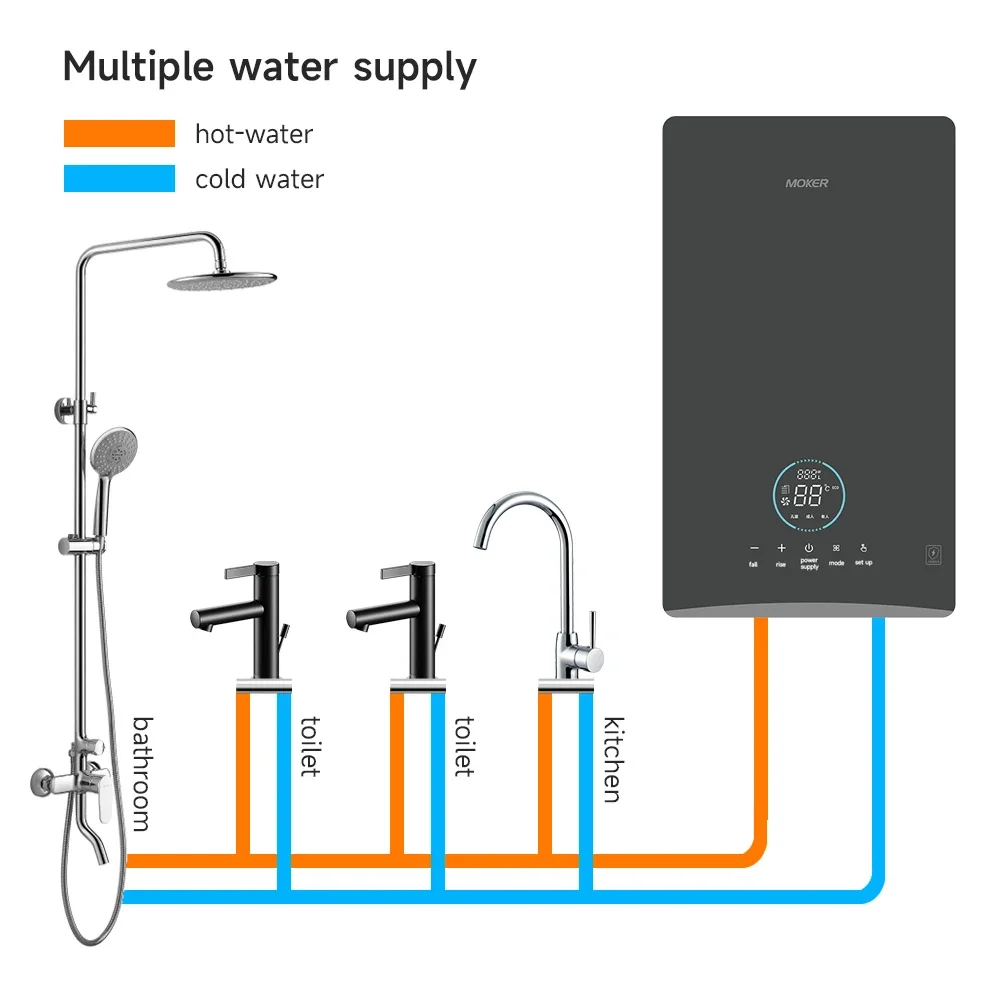 8800w 240v Hot Water Heater Under Sink Electric Tankless Hot Instant Water Heater Geyser