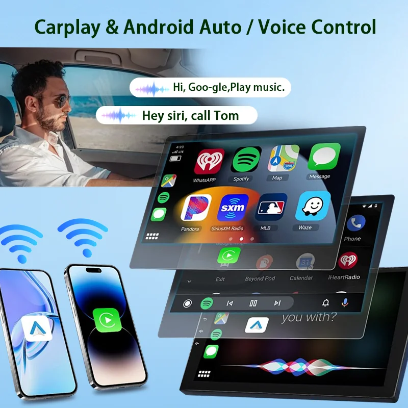 Universal 9/10 inch Android 16 Car Stereo CarPlay Car Radio Android Auto GPS Multimedia Player 2 DIN WiFi Player QLED Screen BT