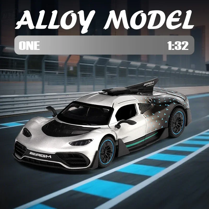 1:32 ONE Supercar aleación Metal Diecast modelo coche sonido luz Hobby coleccionables regalos de cumpleaños para novio